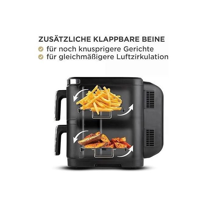 Bergmann Friteuse Air Fryer Sans Huile Double Bac Vertical Avec Fenêtre - 11 L 2800 W Bergmann BAF 9001W – Image 3