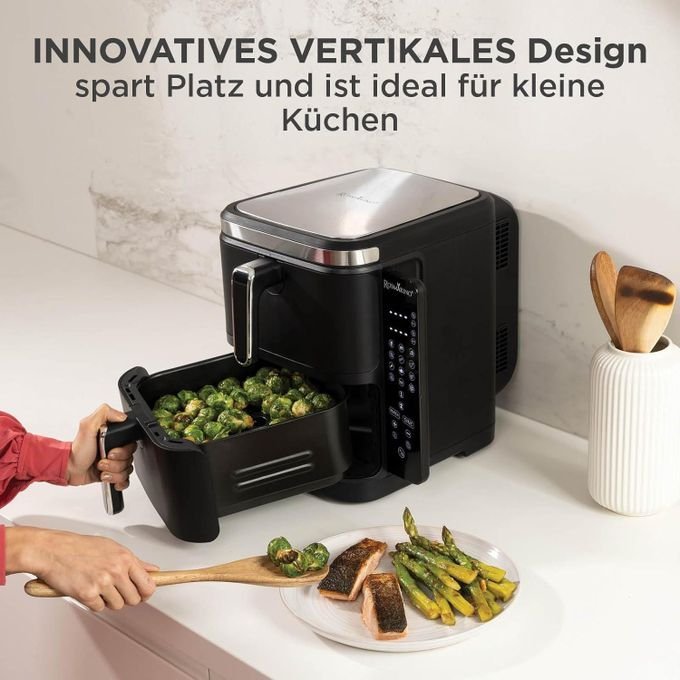 Bergmann Friteuse Air Fryer Sans Huile Double Bac Vertical Avec Fenêtre - 11 L 2800 W Bergmann BAF 9001W – Image 4