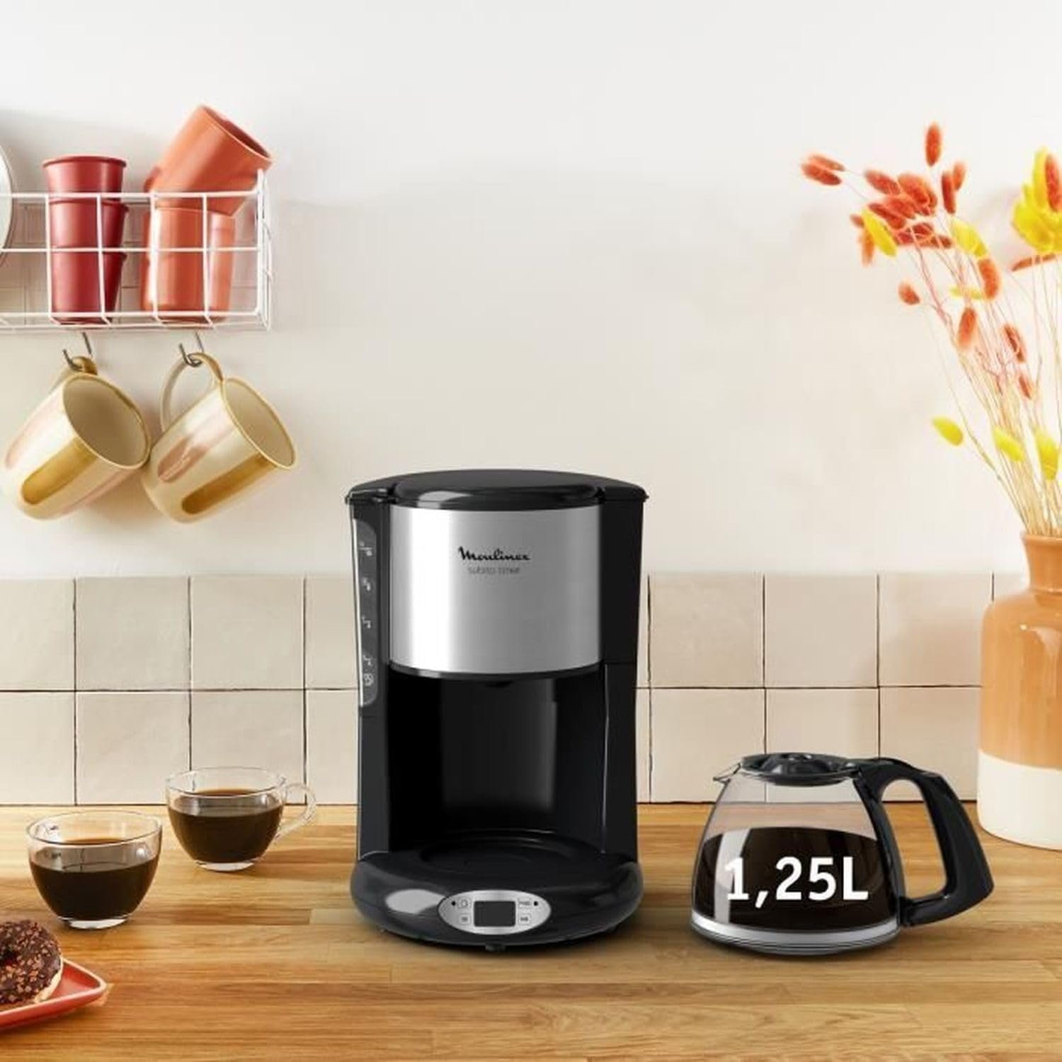 Cafetière avec filtre inox Moulinex Programmable 1,25 L, 10 à 15 tasses, Moulinex FG362810 Noir – Image 5