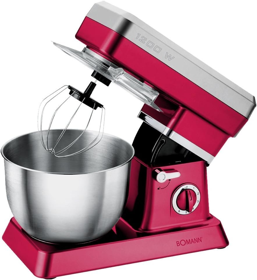 Robot Pétrin Multifonctions 6.3 L - 1200 W - Rouge/Gris Bomann