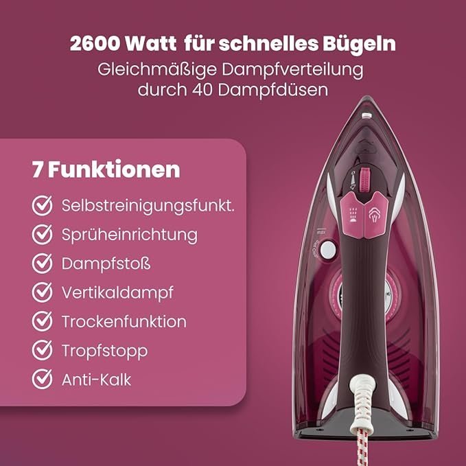 Fer À Repasser À Vapeur 2600 W 380ml Bomann DB 6005 CB – Image 3