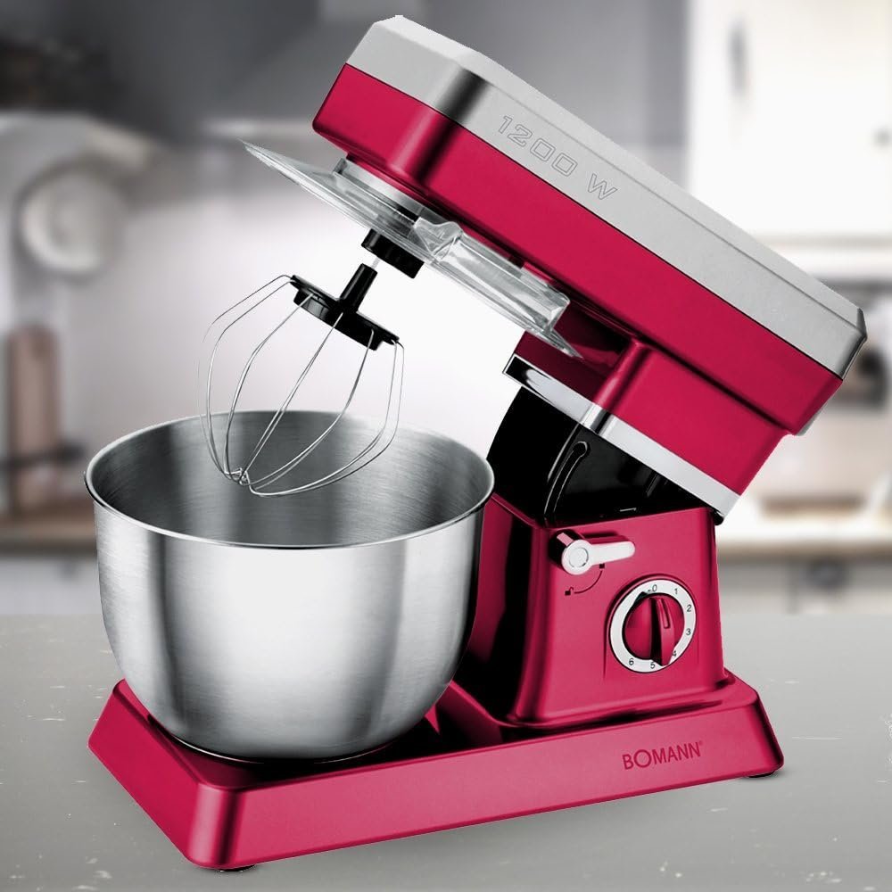 Robot Pétrin Multifonctions 6.3 L - 1200 W - Rouge/Gris Bomann – Image 3