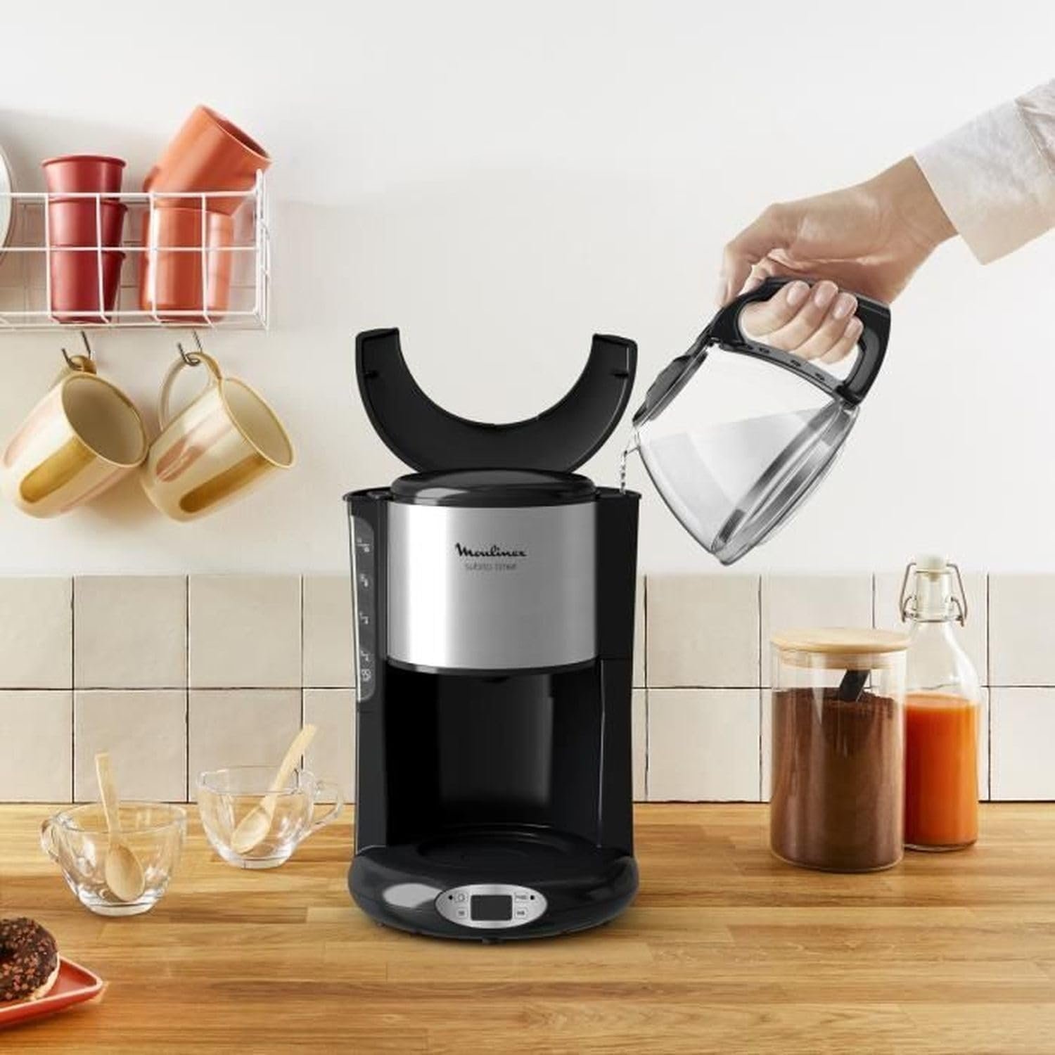 Cafetière avec filtre inox Moulinex Programmable 1,25 L, 10 à 15 tasses, Moulinex FG362810 Noir – Image 3