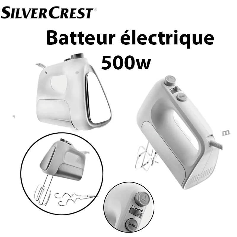 Batteur Electrique À Main 500W avec 6 vitesses +Turbo SilverCrest - HM2002GS – Image 4