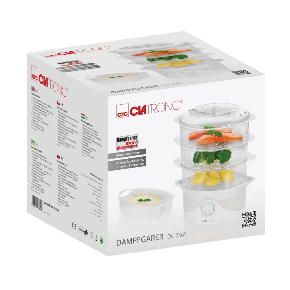 Cuiseur Vapeur Avec Minuterie 1.5L 800W Clatronic DG3665 – Image 3