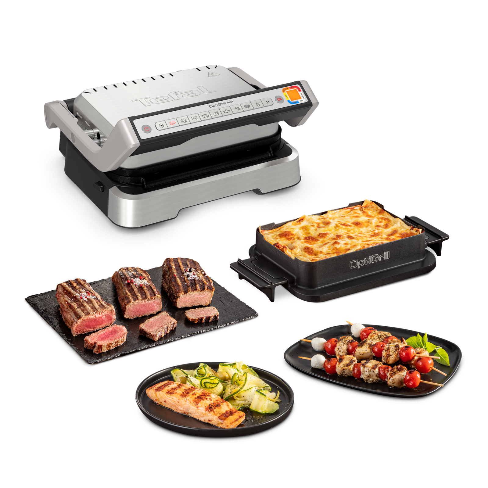 Grill À Viande Électrique 4En1 Intelligent 2100W 9 Programmes OptiGrill Tefal GC774D10 – Image 2