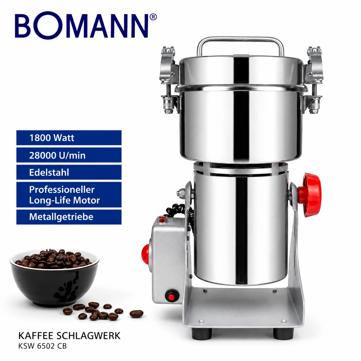 Moulin Professionnel à café et épices 1800 W 400 G Bomann KSW 6502 CB – Image 2