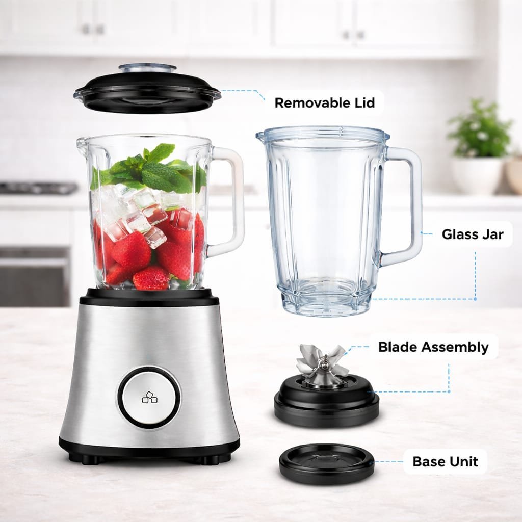 Blender en Verre 1.5 L 1800W 04 Lames Tirexx Original BLX1800 – Image 2