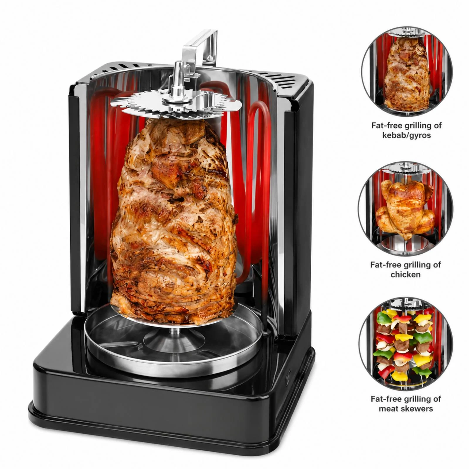 Multi-grill Electrique vertical 3en1 Rôtisserie & Chawarma Bomann DVG 3006 CB – Image 5